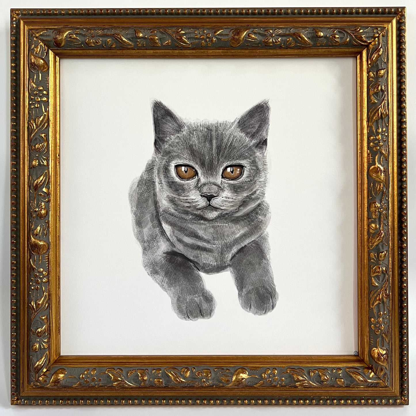 Gray Cat Square Print