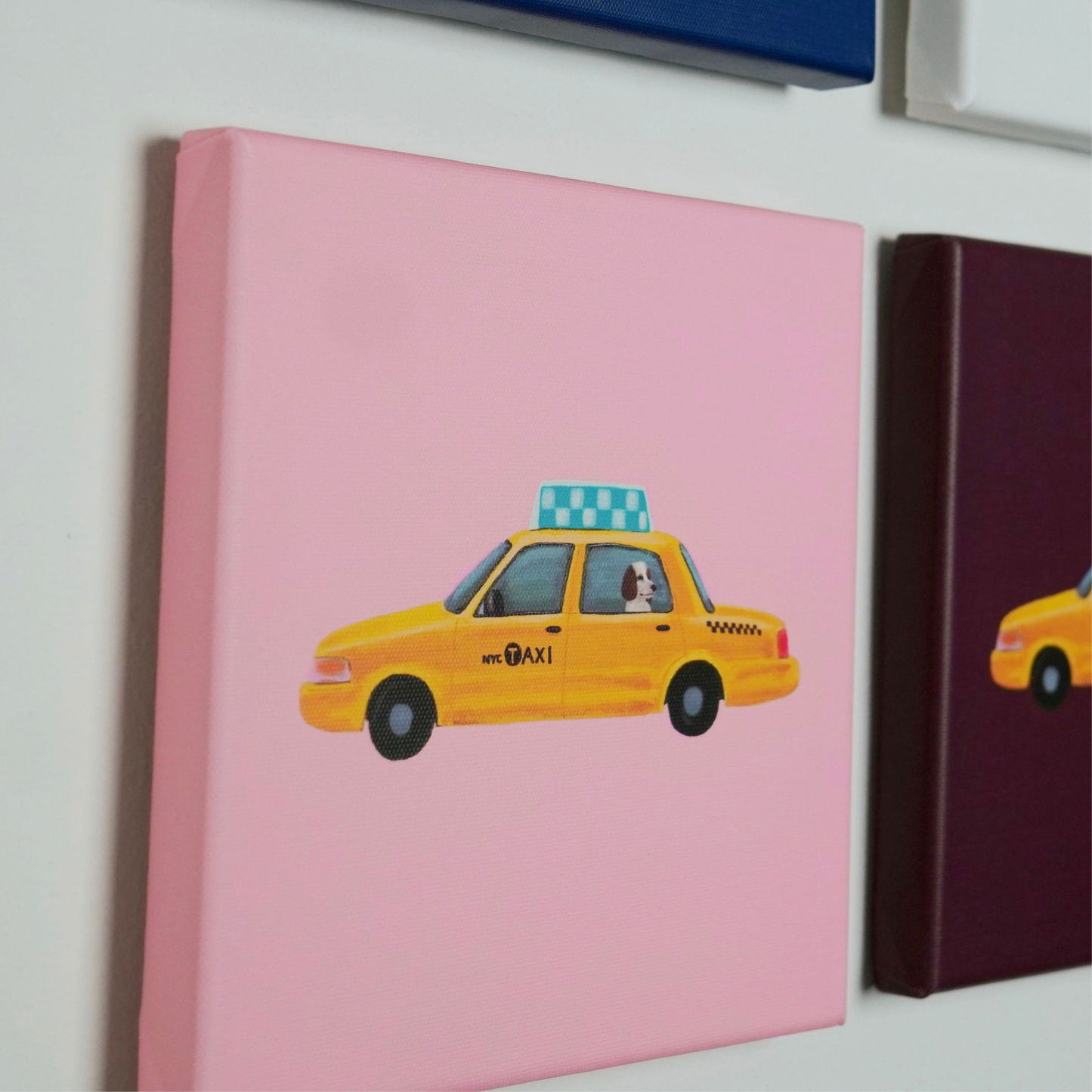 Yellow Cab Pink Canvas Print
