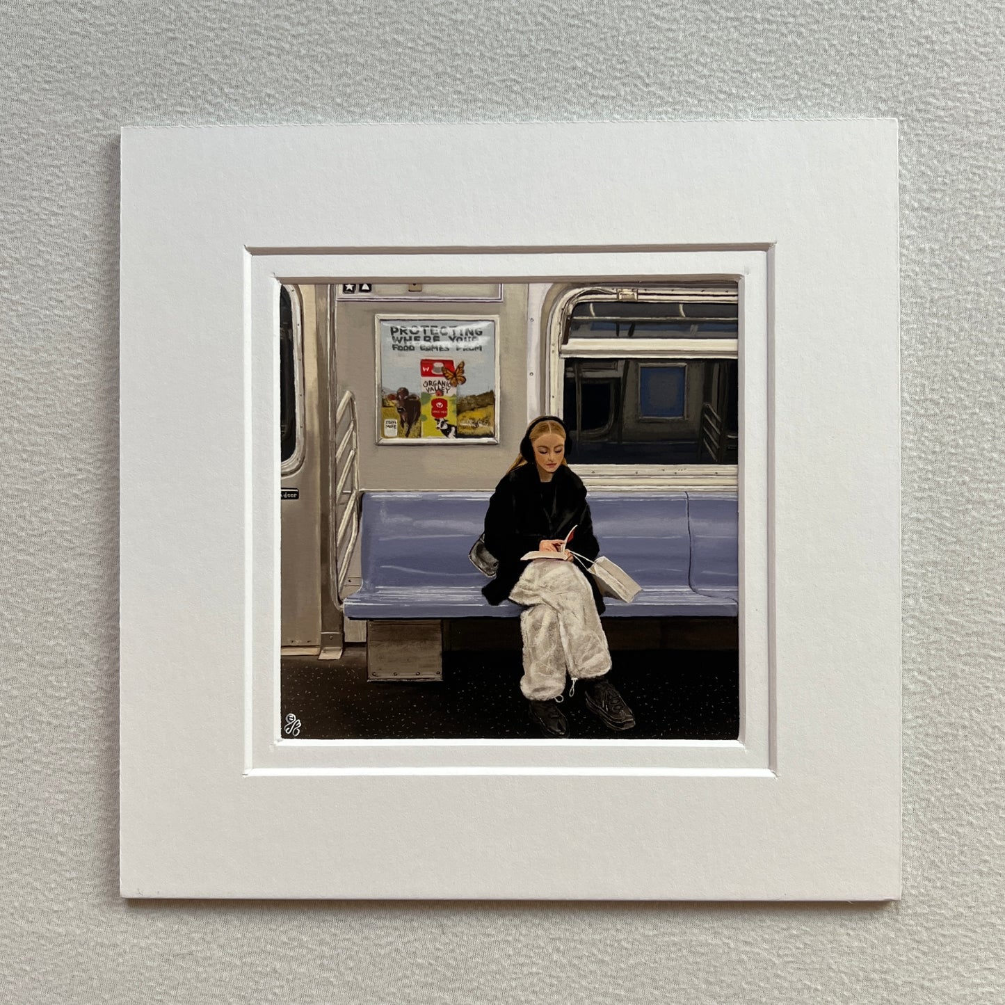 NYC Subway Bookworm Mini Square Print