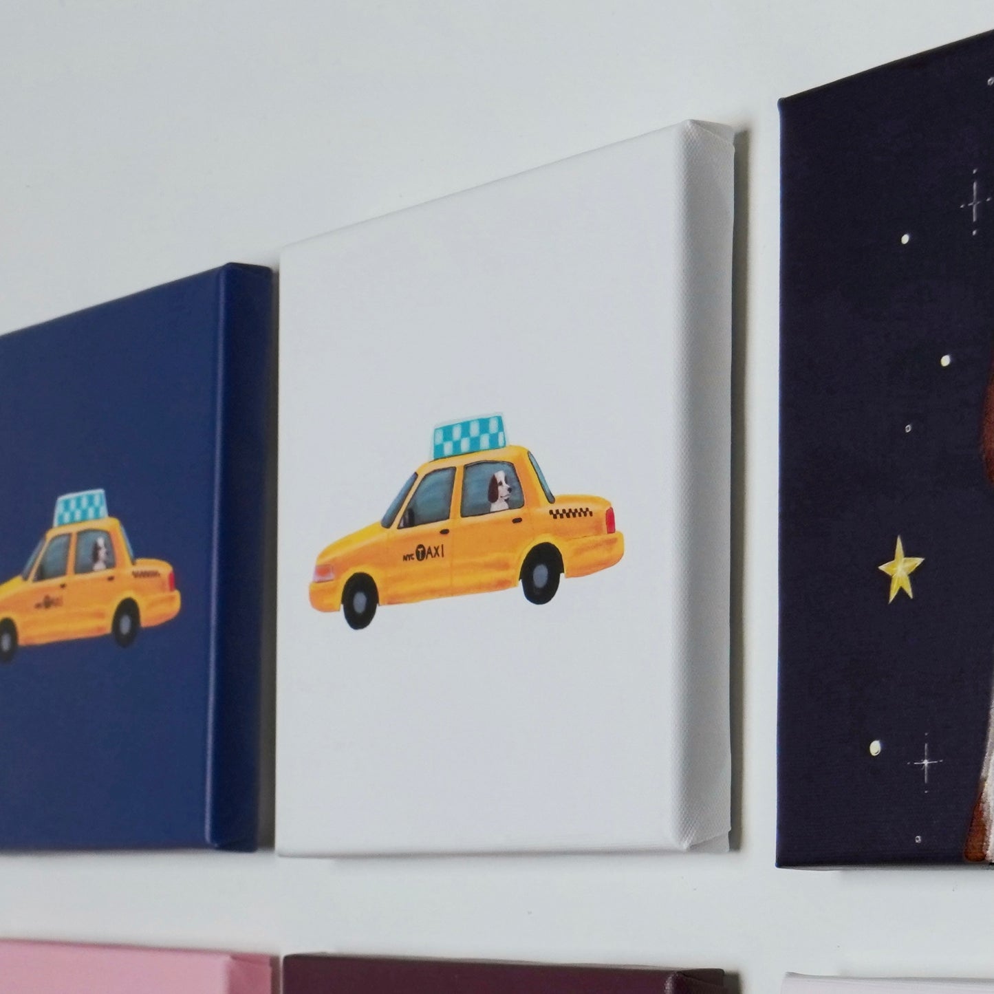 Yellow Cab White Canvas Print