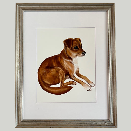 The dog has floppy ears Print