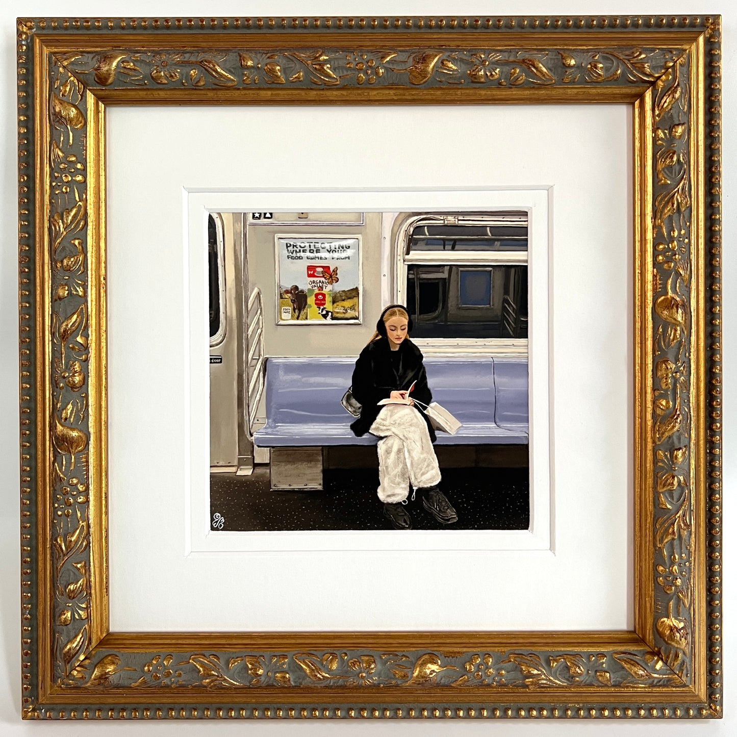 NYC Subway Bookworm Mini Square Print