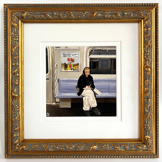 NYC Subway Bookworm Mini Square Print