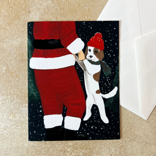 Dancing with Santa Christmas Card